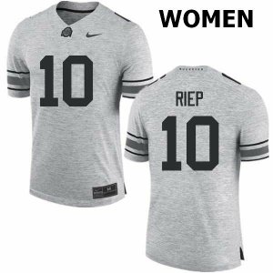 NCAA Ohio State Buckeyes Women's #10 Amir Riep Gray Nike Football College Jersey IGC4145LJ